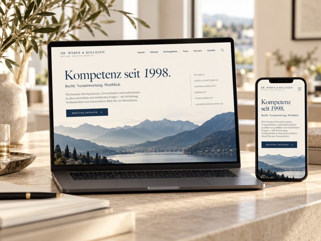Fiktives Website-Konzept für Dr. Weber & Kollegen auf mehreren Geräten
